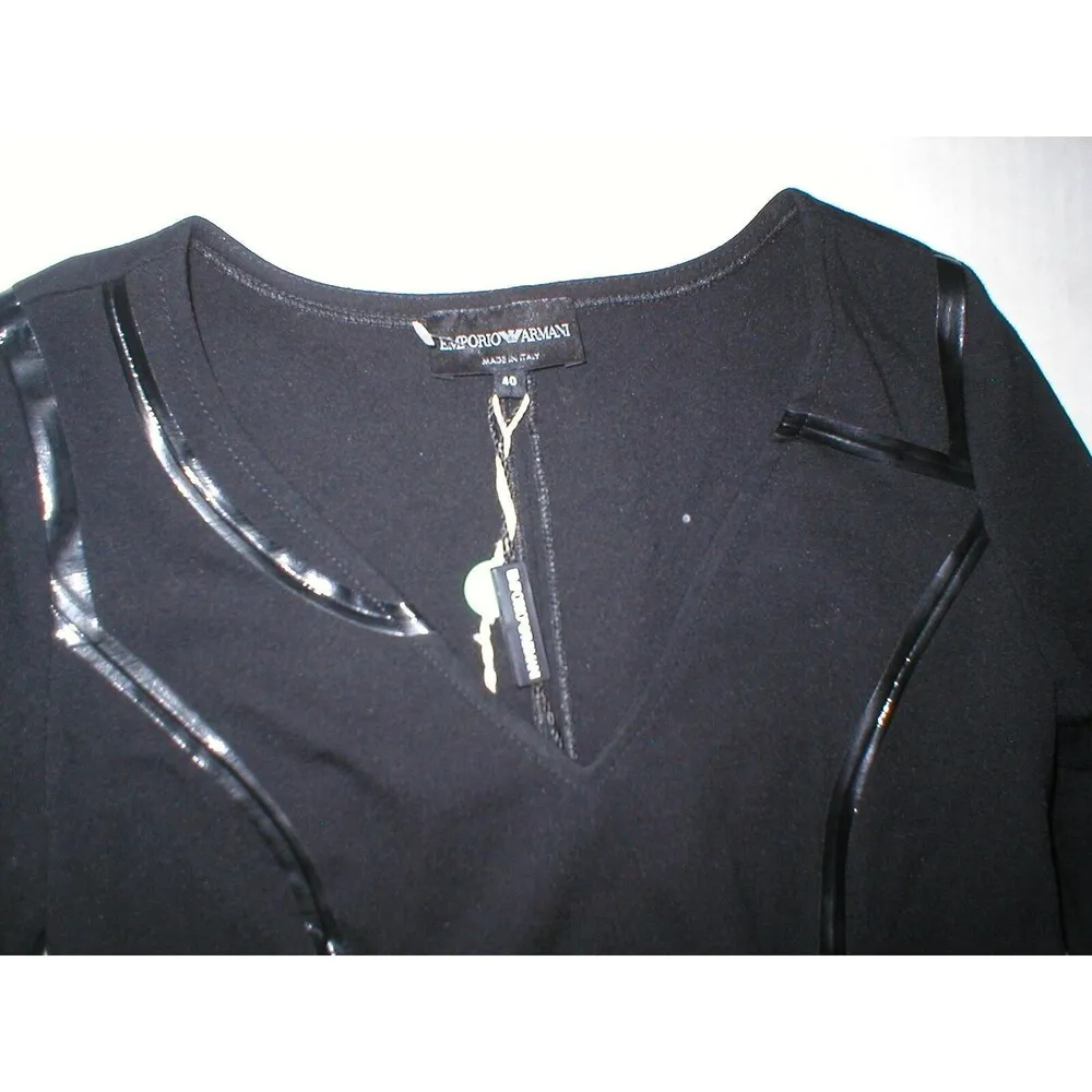 New Womens NWT $1200 Designer Emporio Armani Dress Black IT 40 4 Piping Sheath - Image 9