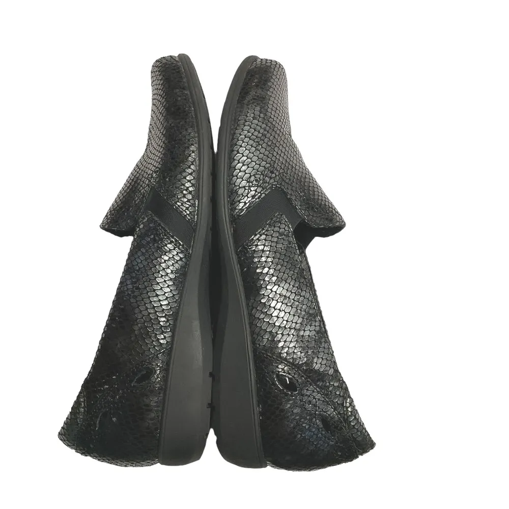 Aravon Adalyn Reptile‎ Print Leather Slip On Loafers Black Size 9.5D Comfortable - Image 5
