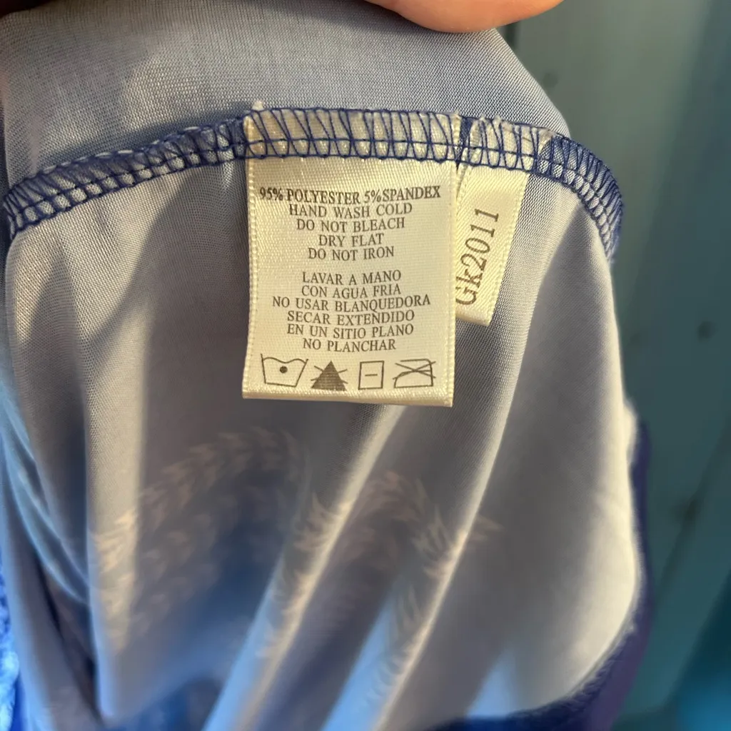 Elegant Cristinalove Blue & White Strapless Dress w/Print | Women’s Size Small - Image 5