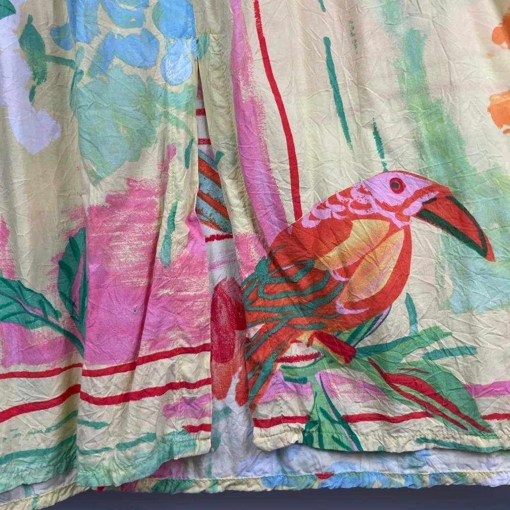 JAMS WORLD Yellow Parrot Bird Floral Tropical Art to Wear Maxi‎ Dress - Image 9