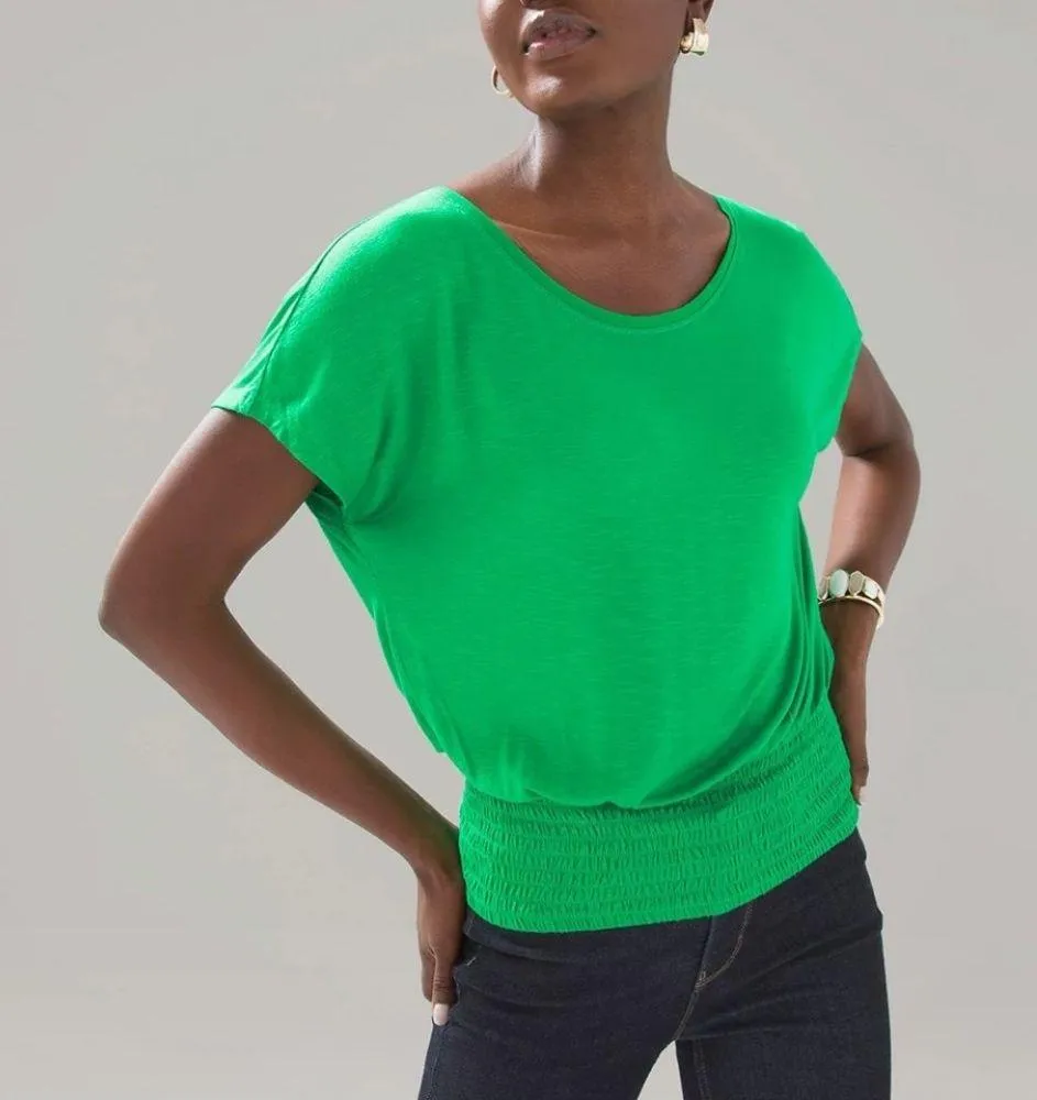 NWT White House Black Market Smocked Hem Tee Sz M - Image 5