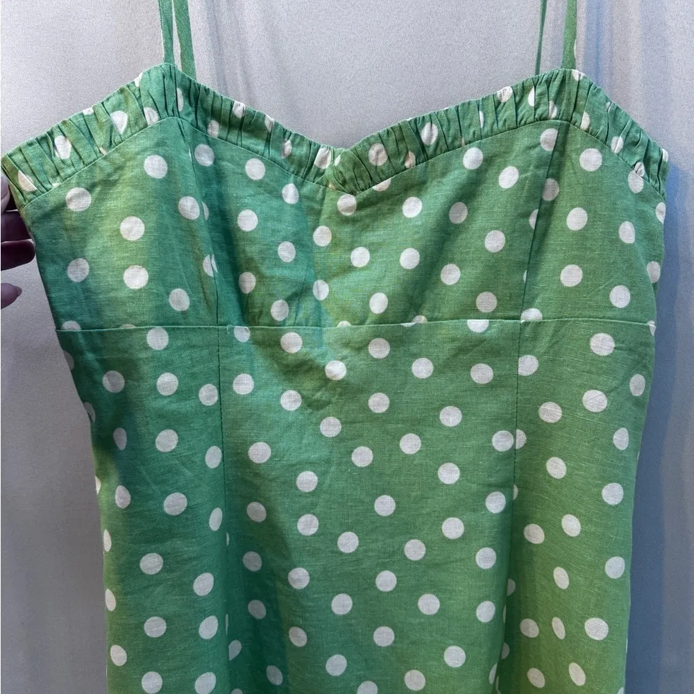 ZARA polka dot linen blend flounced hem dress blogger favorite size large NWT - Image 7