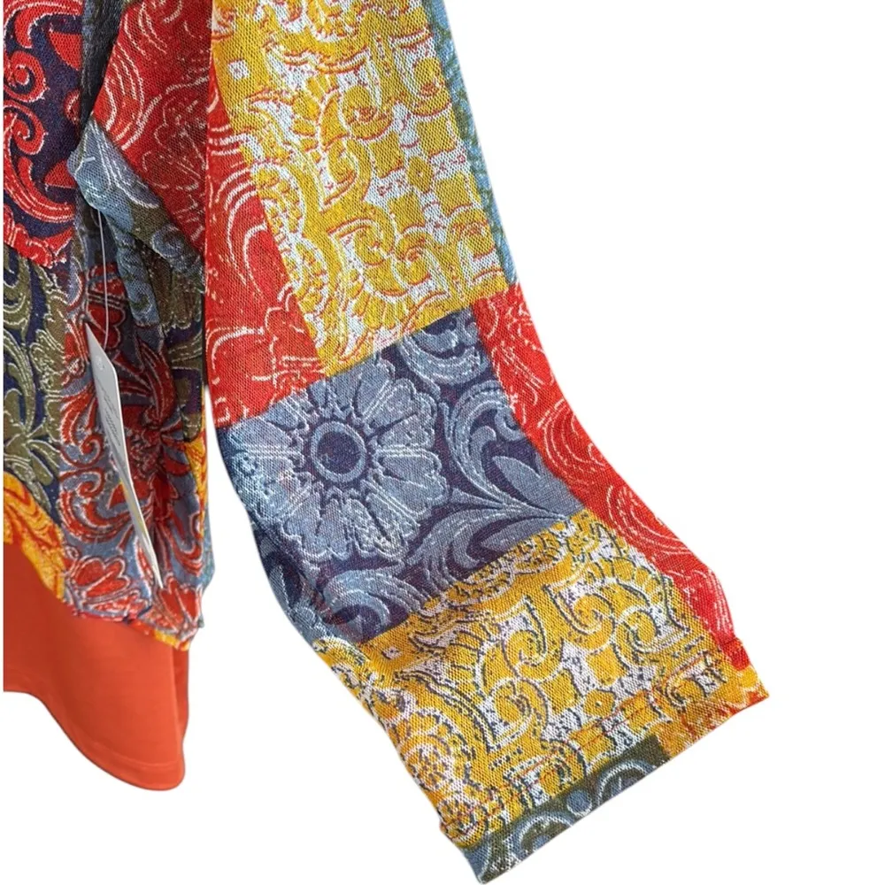 NWT Multiples Spice Girl Patchwork Top Petite Medium - Image 5