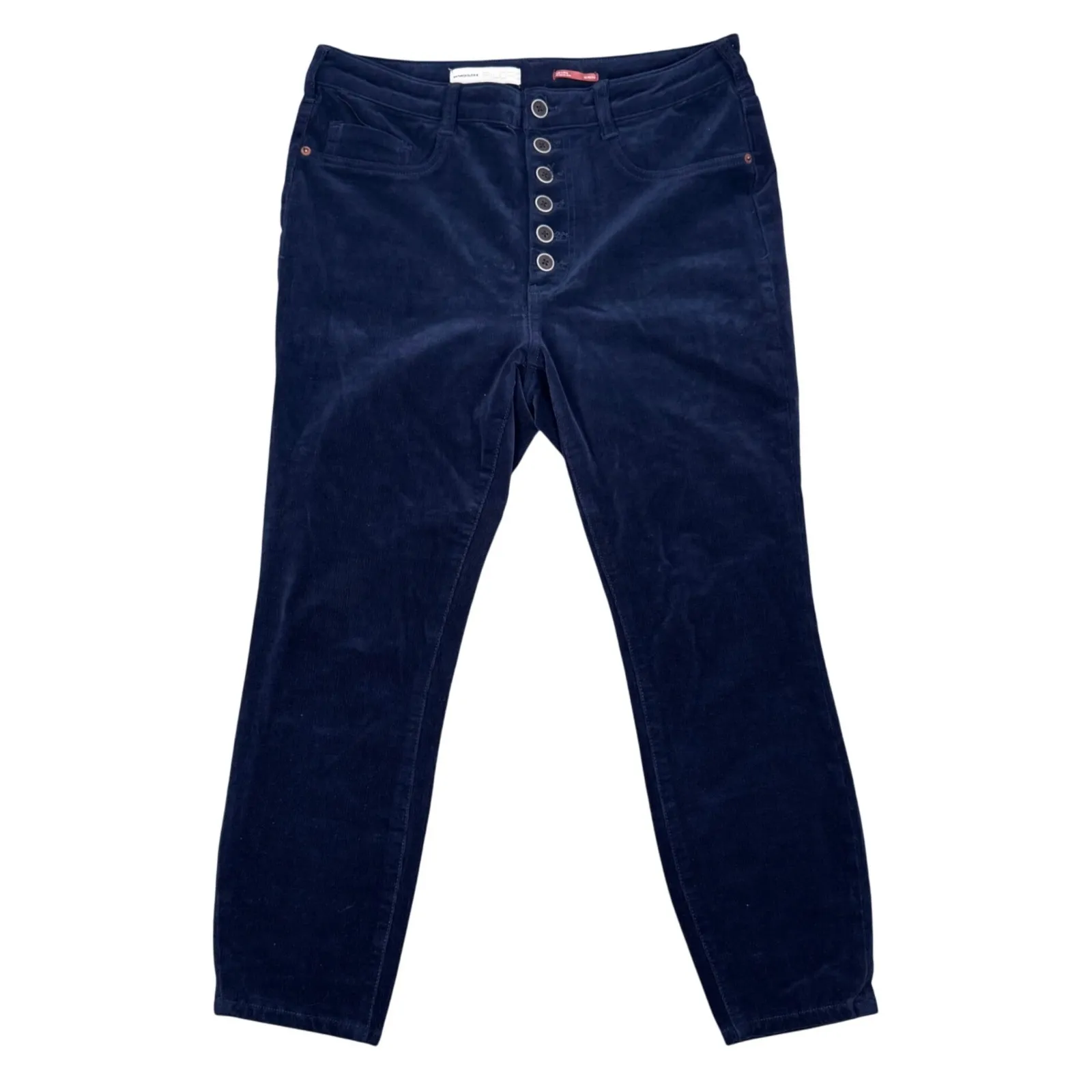 Anthropologie Pilcro High Rise Skinny Navy Blue Corduroy Pants Button Fly 32 P Size undefined - Image 4