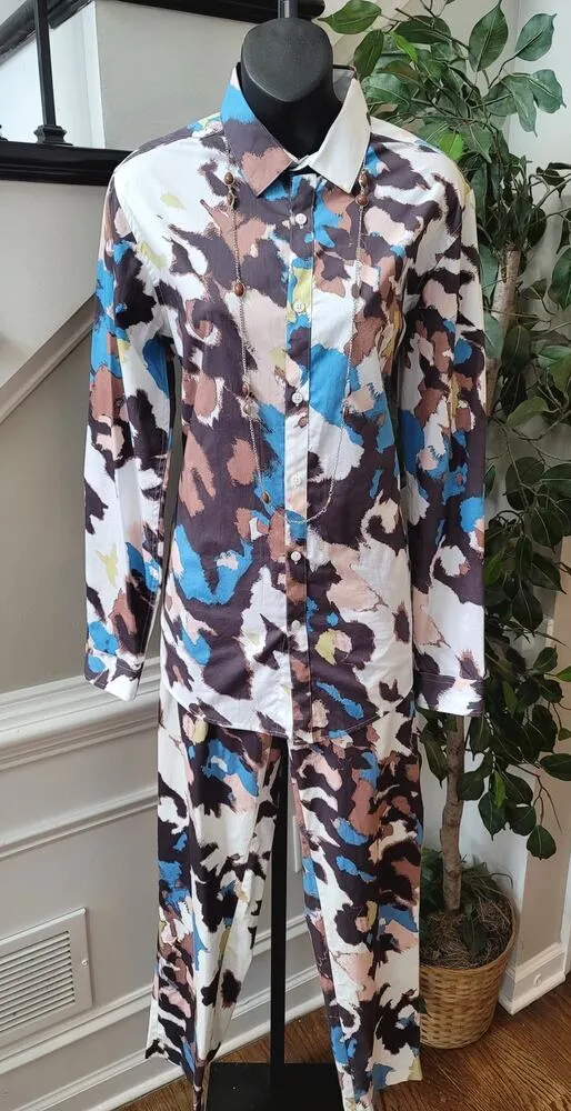 INC International Concepts 2 Piece Suit Womens Size Small Multicolor Long Sleeve Black - Image 1