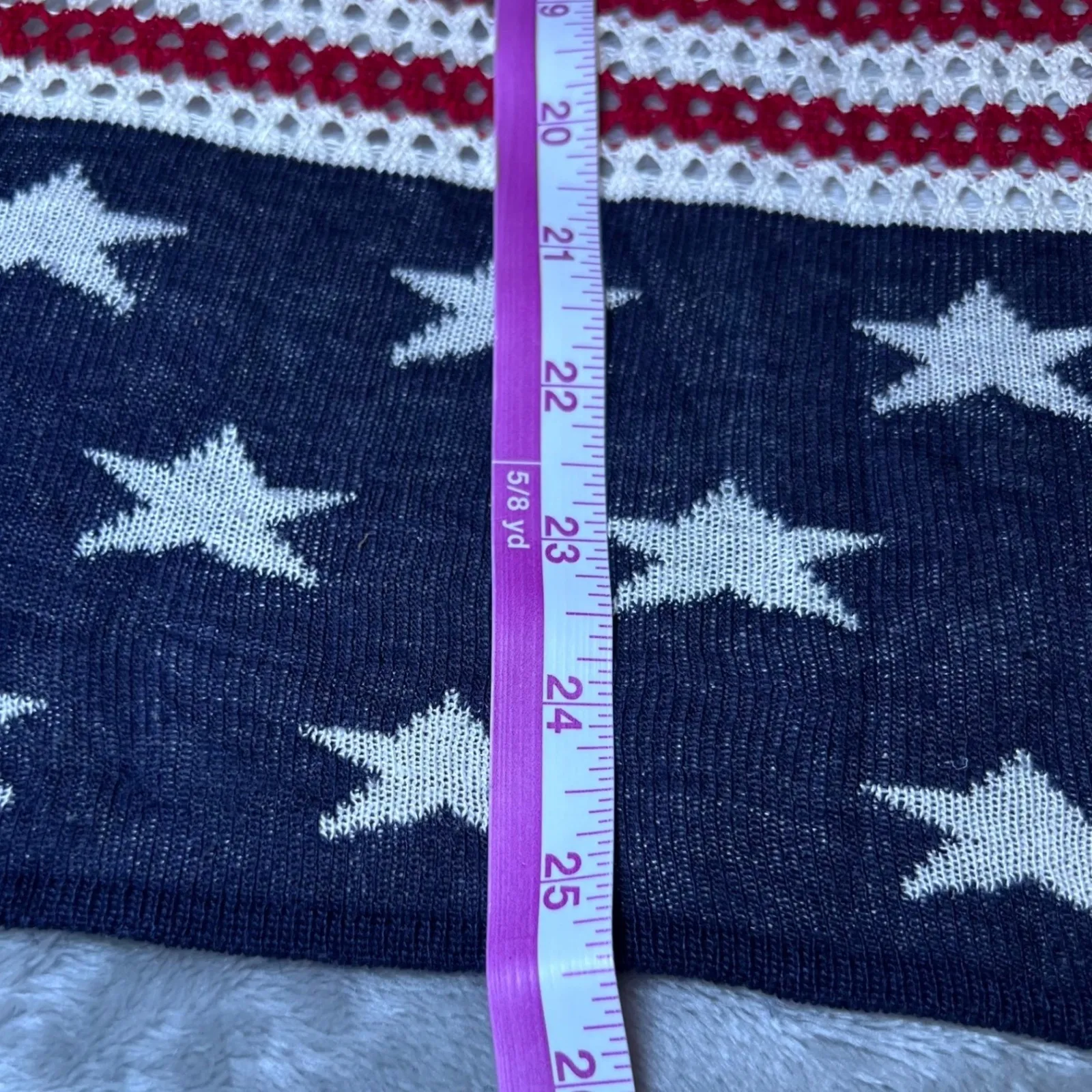 Cool Attitude American Flag Crochet Vest Womens 3X Cardigan Fringe Patriotic Red - Image 9