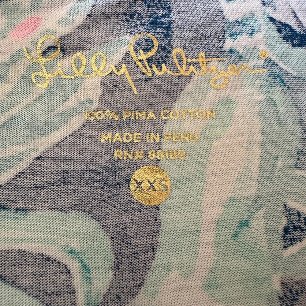 LILLY PULITZER Beacon T-Shirt Dress Tidal Wave Size XXS Resort Vacation Cotton - Image 3