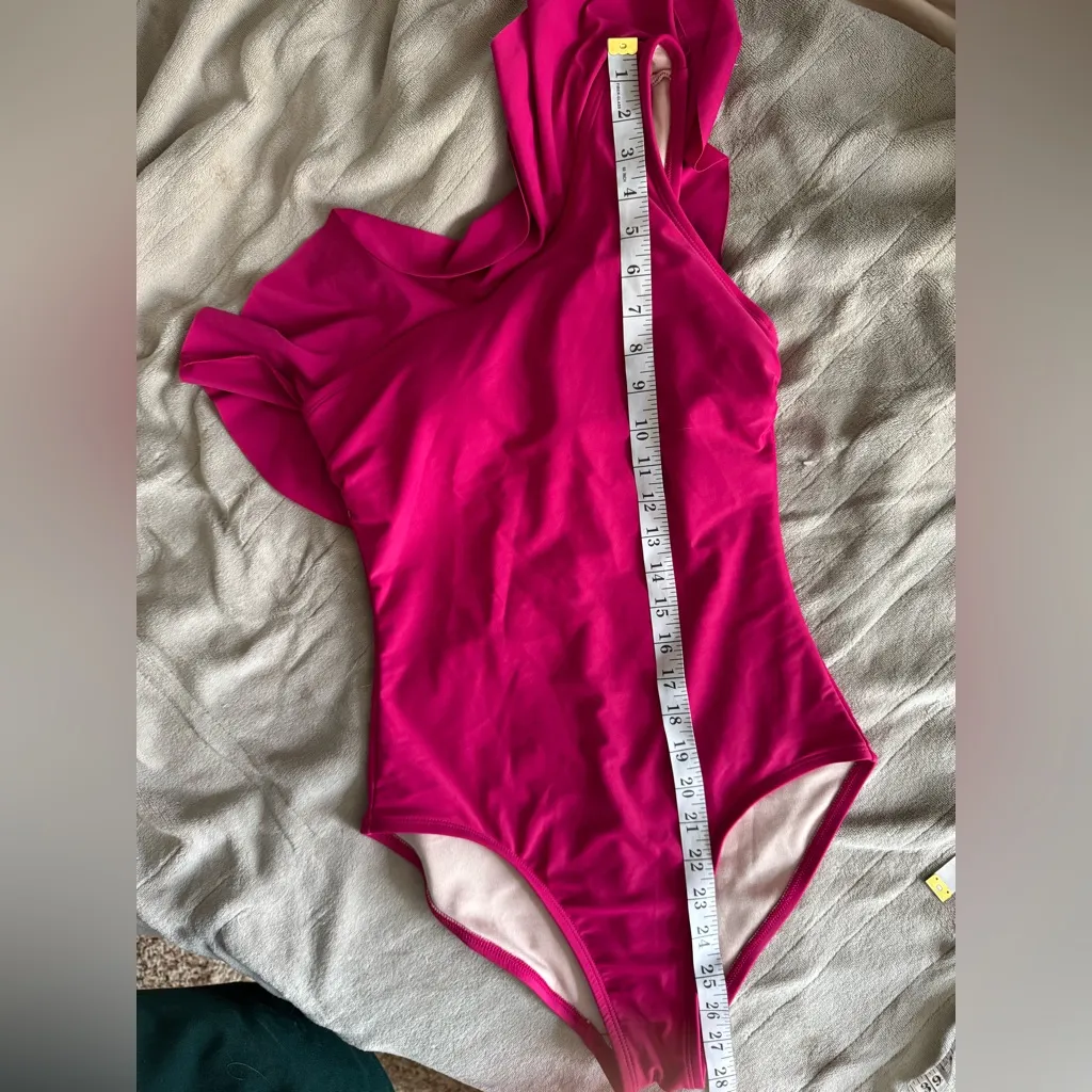 Kona Sol  Women’s One Shoulder Pink ruffle swimsuit - Image 6