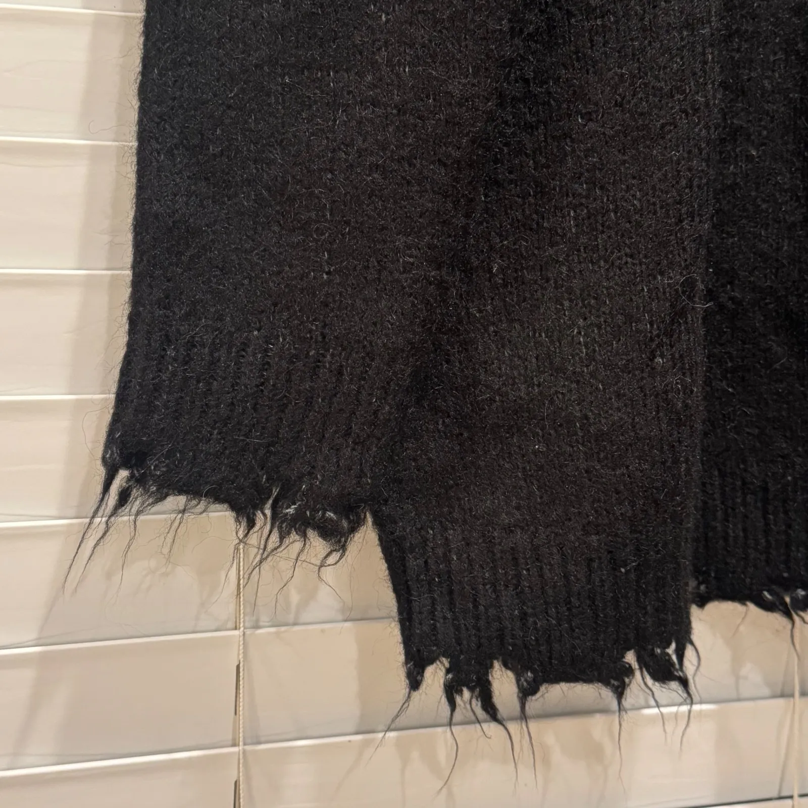 KERISMA Black Distressed Knit Sweater Loose Fit Alpaca Blend Women's M/L - Image 3