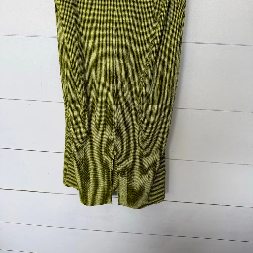 Zara Women’s Small Green Black Checkered Midi Dress - Image 4