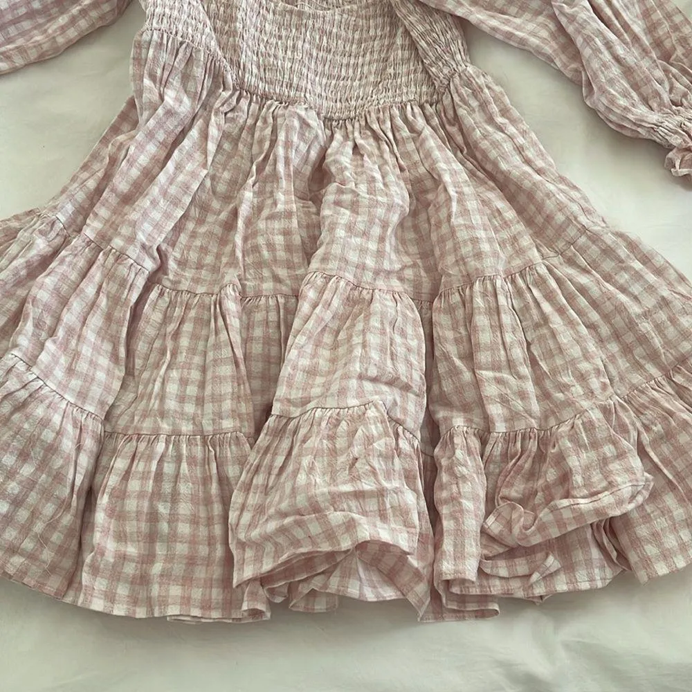 Mable Pink Gingham Dress Size M - Image 4
