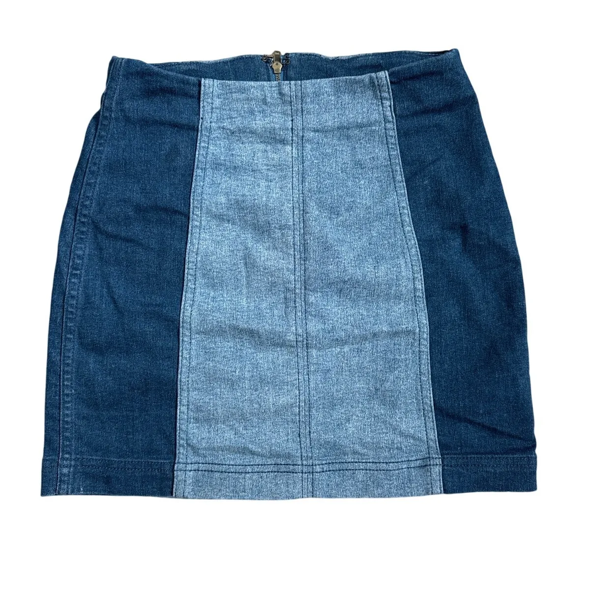 Free‎ People Modern Femme Color Block Unlined Mini Skirt Dark Blue Size 2 - Image 4
