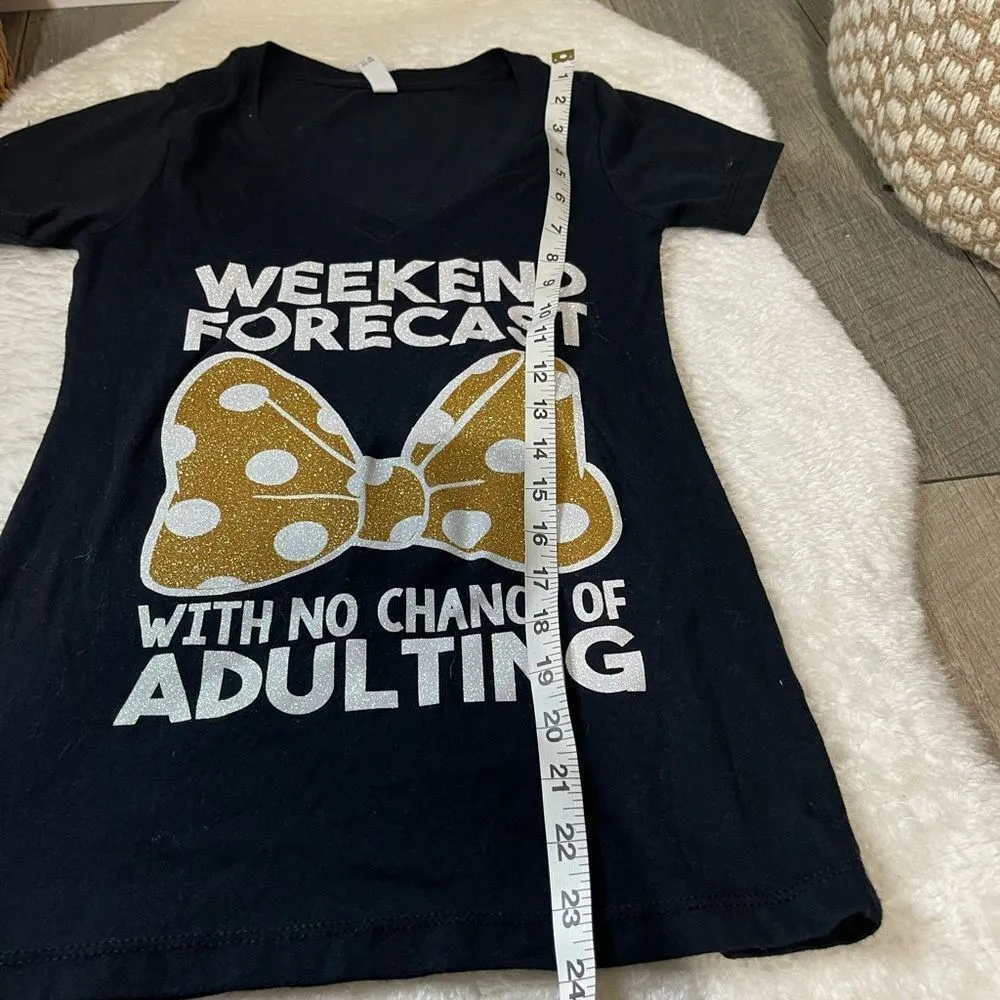 Weekend Forecast Disney Bow Glitter With No Chance of Adulting Short Sleeve - Image 4