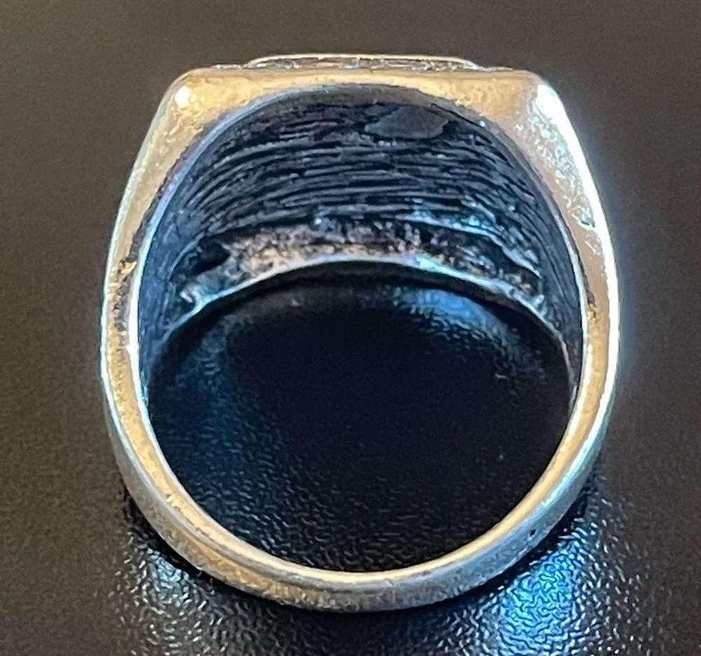 Obsidian stone inlaid S925 silver ring size 8.5 - Image 4