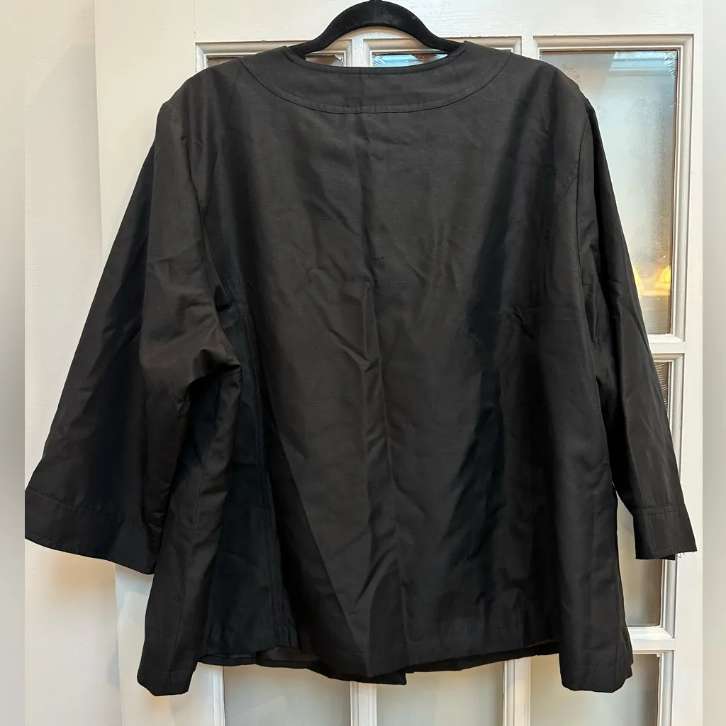 Coldwater Creek 100% Silk Lightweight Black Button-Up Jacket Plus Size 24 NWT - Image 2