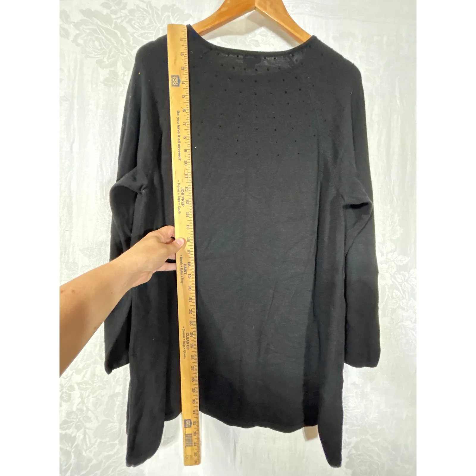 J Jill Sweater XL PETITE Black Studded Sparkle Wool Blend Long Raglan - Image 11