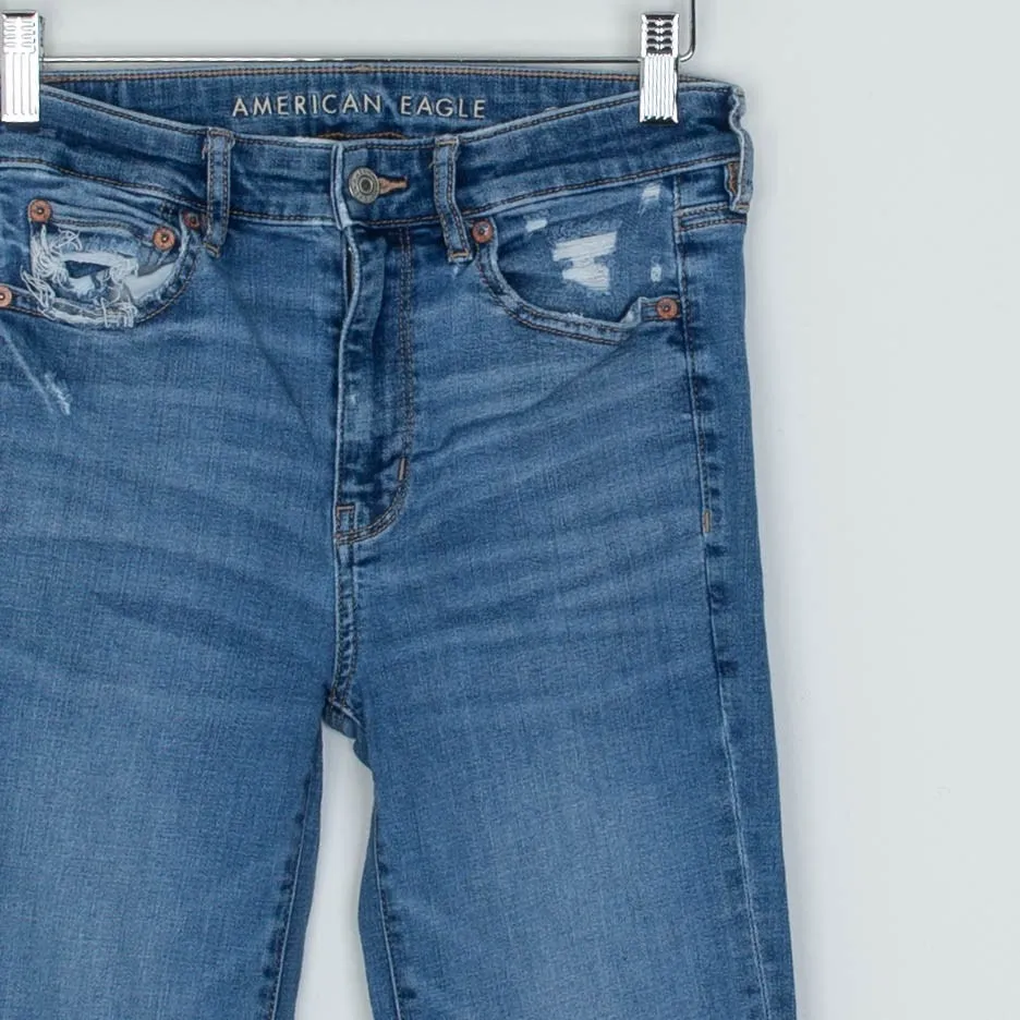 American Eagle Womens Super Hi Rise Flare Jeans Size 2 Blue Festival Boho Hippie - Image 2