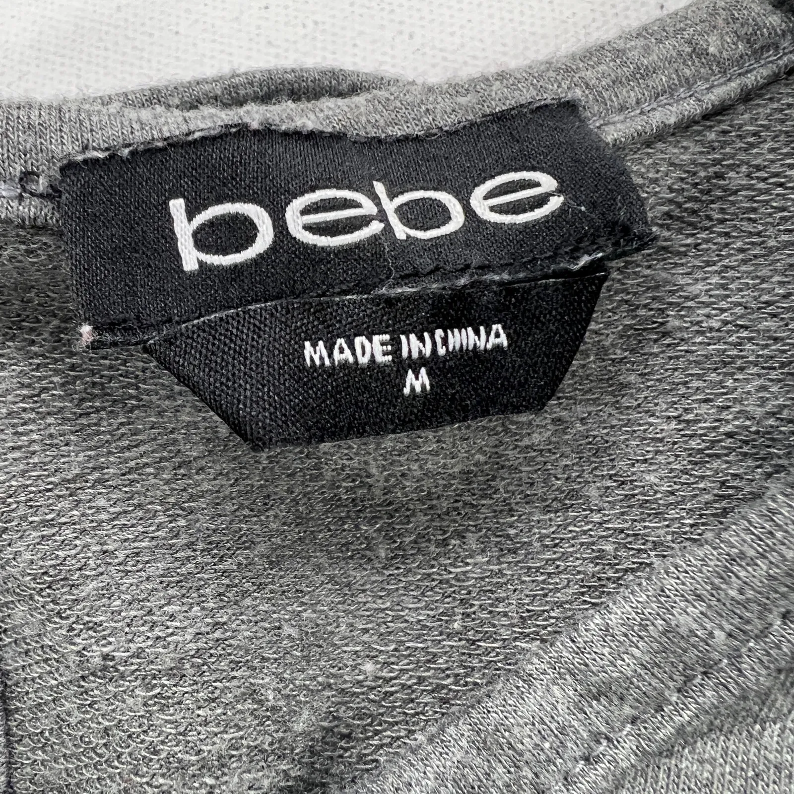 Bebe  One Piece Soft Jersey Knit Romper Ombré Crystal Logo Gray Pull On Size M - Image 5