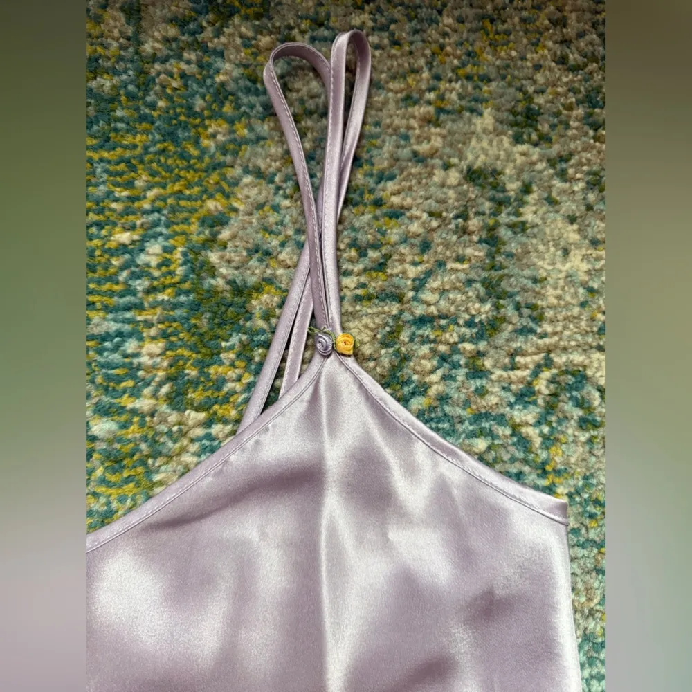 Vintage LA Intimates purple floral night gown short robe set, size large Yellow - Image 4