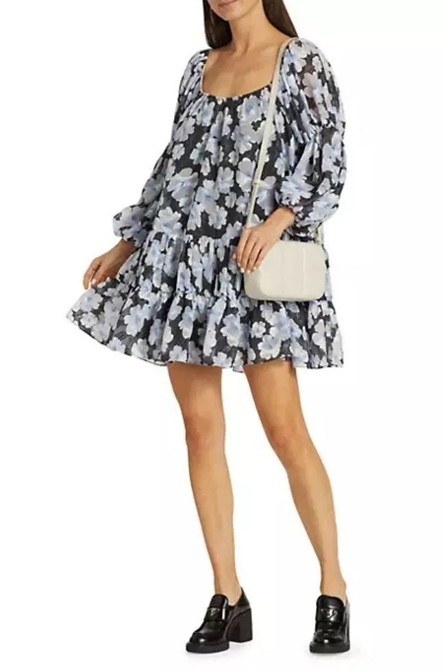 En Saison Teagan Babydoll Mini Dress in Black Multi - Image 2