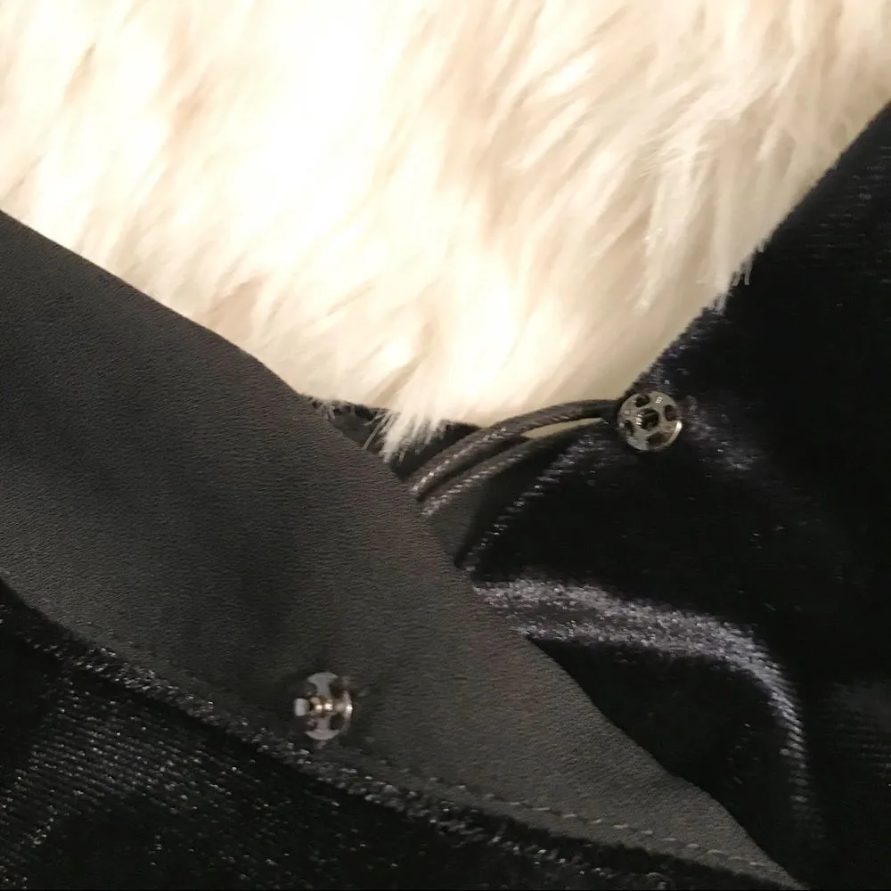 REBECCA MINKOFF Black Velvet Jumpsuit Deep‎ V Wide Leg Spaghetti Strap Small New - Image 8