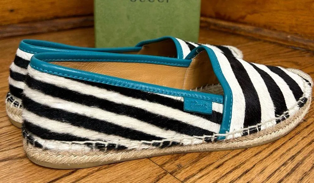 GUCCI | Lilibeth Pony-Style Calfskin Espadrille Shoes Size 37.5 - Image 3