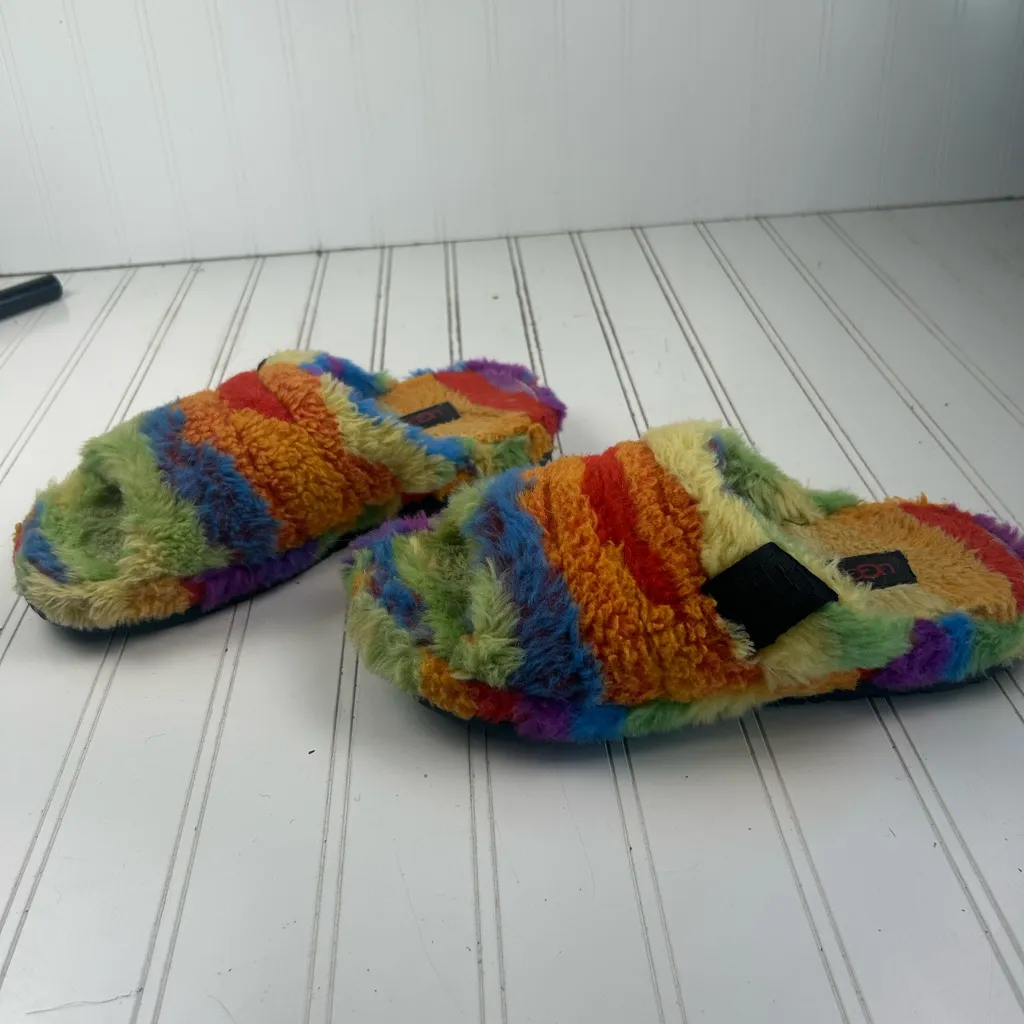 UGG Rainbow Fuzzy Slide Slippers Size 9.5- 10 - Image 4