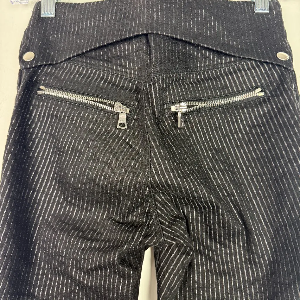 RtA Diavolina Metallic Pinstripe Pants Foldover Ankle Revolve Black Size 24 EUC - Image 14