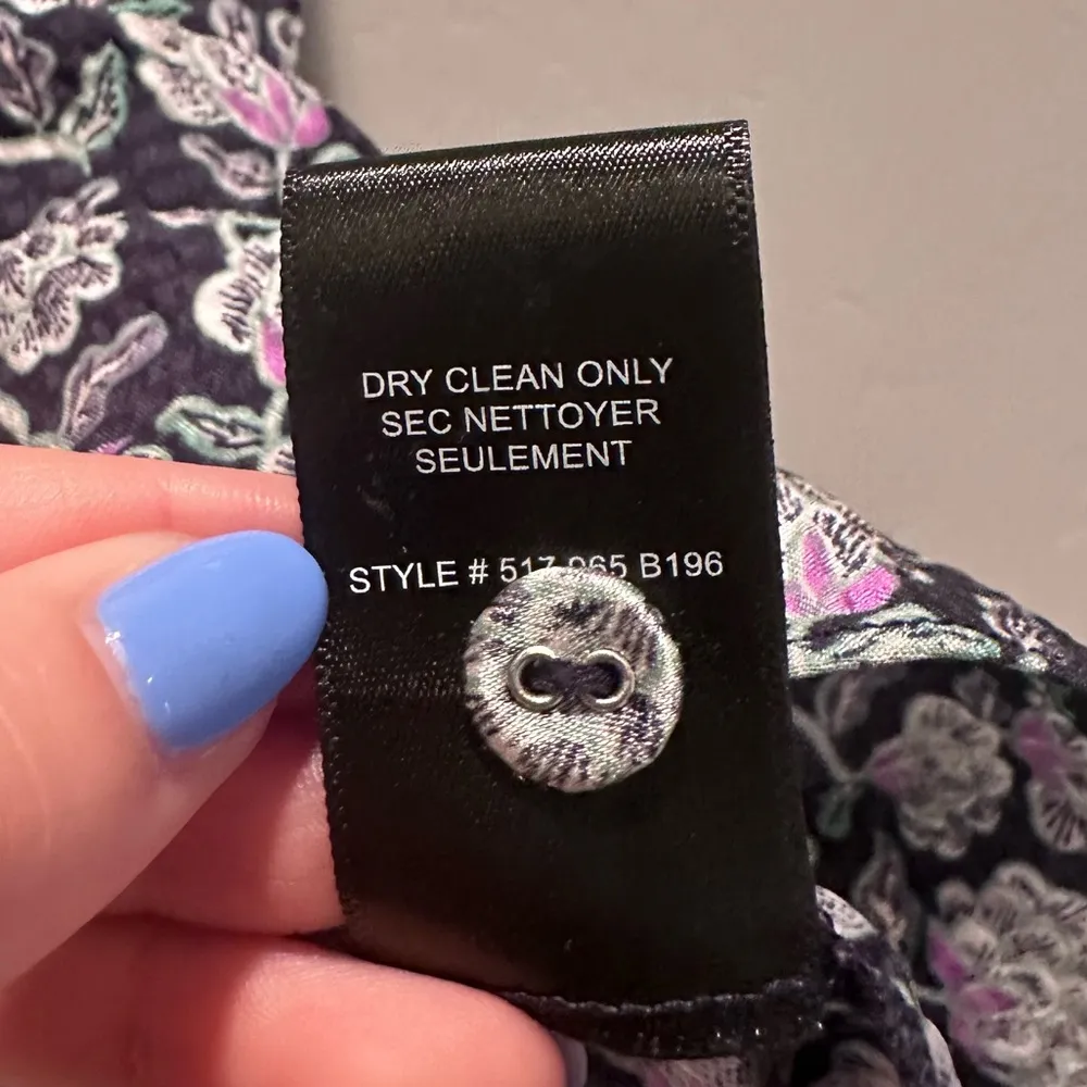 Rebecca‎ Taylor Navy Blue Floral Sleeveless Blouse Size 2 100% Silk - Image 6