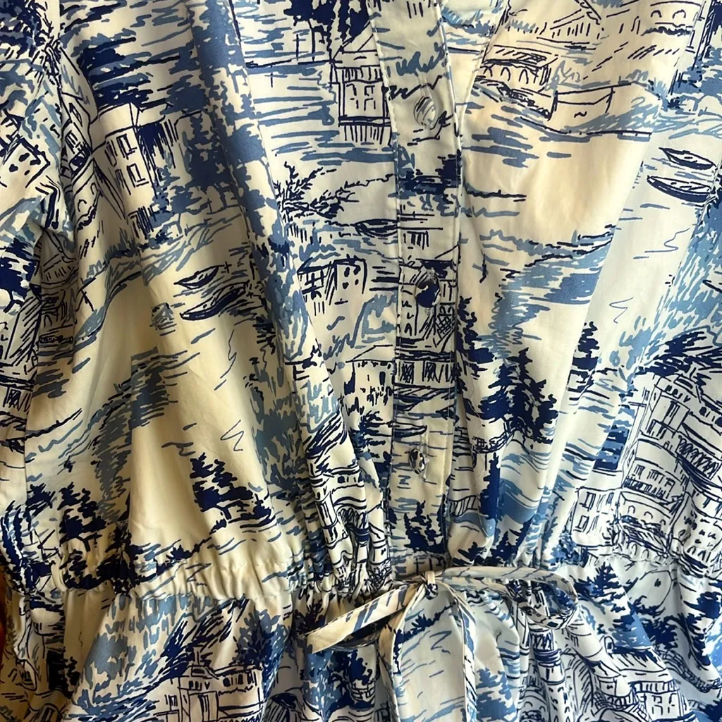 Sugar Lips Cutesy Flirty Blue White Etching Mini Dress Ruffle Hem New - Image 12