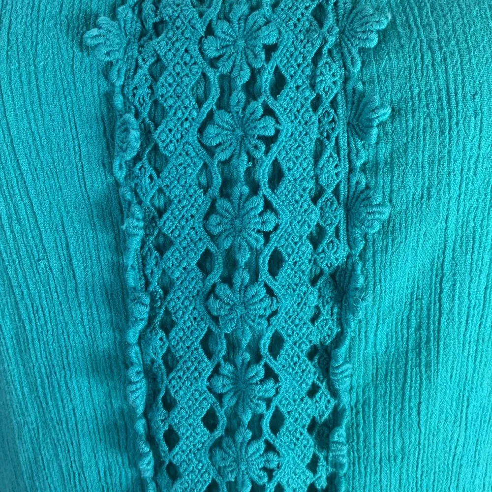 Teal Ruffled Embroidered Mini Sundress Size Large Jr - Image 5