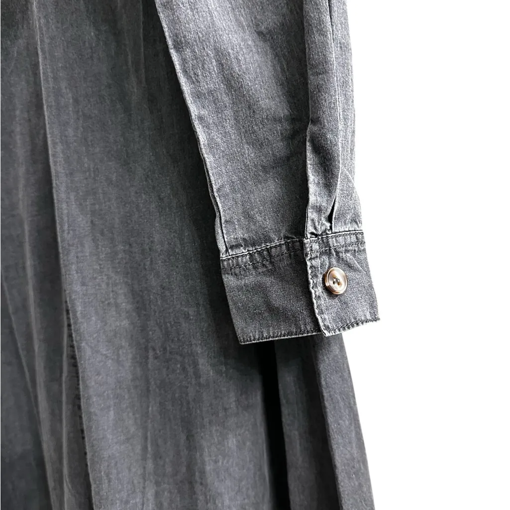 Ellison Gray Chambray Denim Shirt Dress Midi Long Sleeve Size Small - Image 8