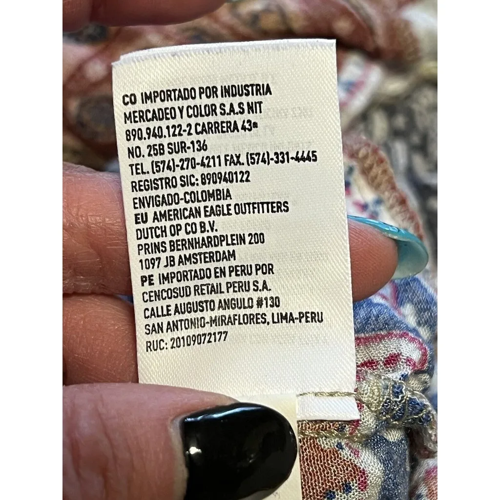 american eagle Size‎ Small romper Spaghetti Straps Colorful Boho Peasant Beach - Image 11