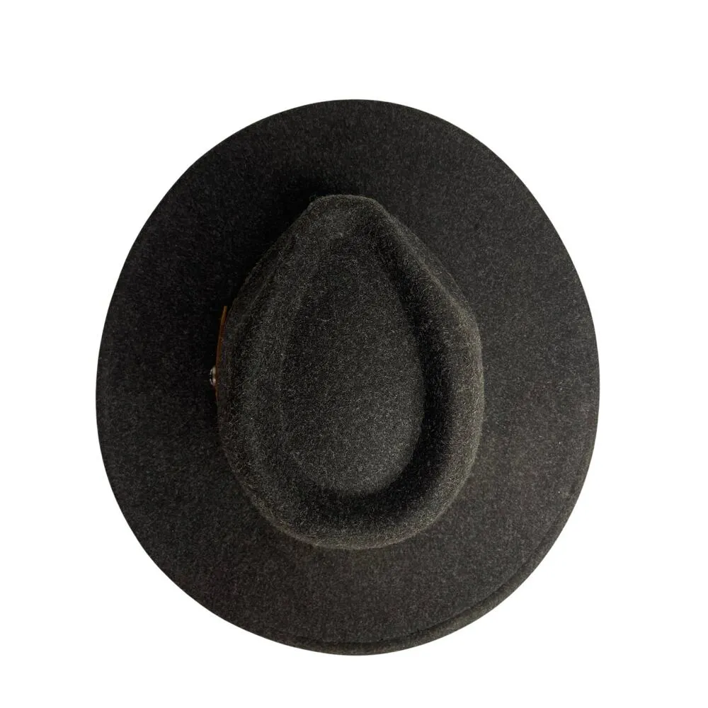 C. C. wide brim felt hat black with brown band - Image 2