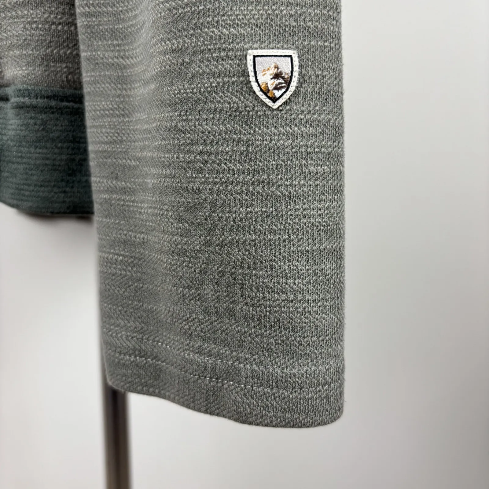 Kuhl Hoodie Jacket Womens Large Green Jacquard Cotton Asymmetrical Full Zip Arva - Image 8