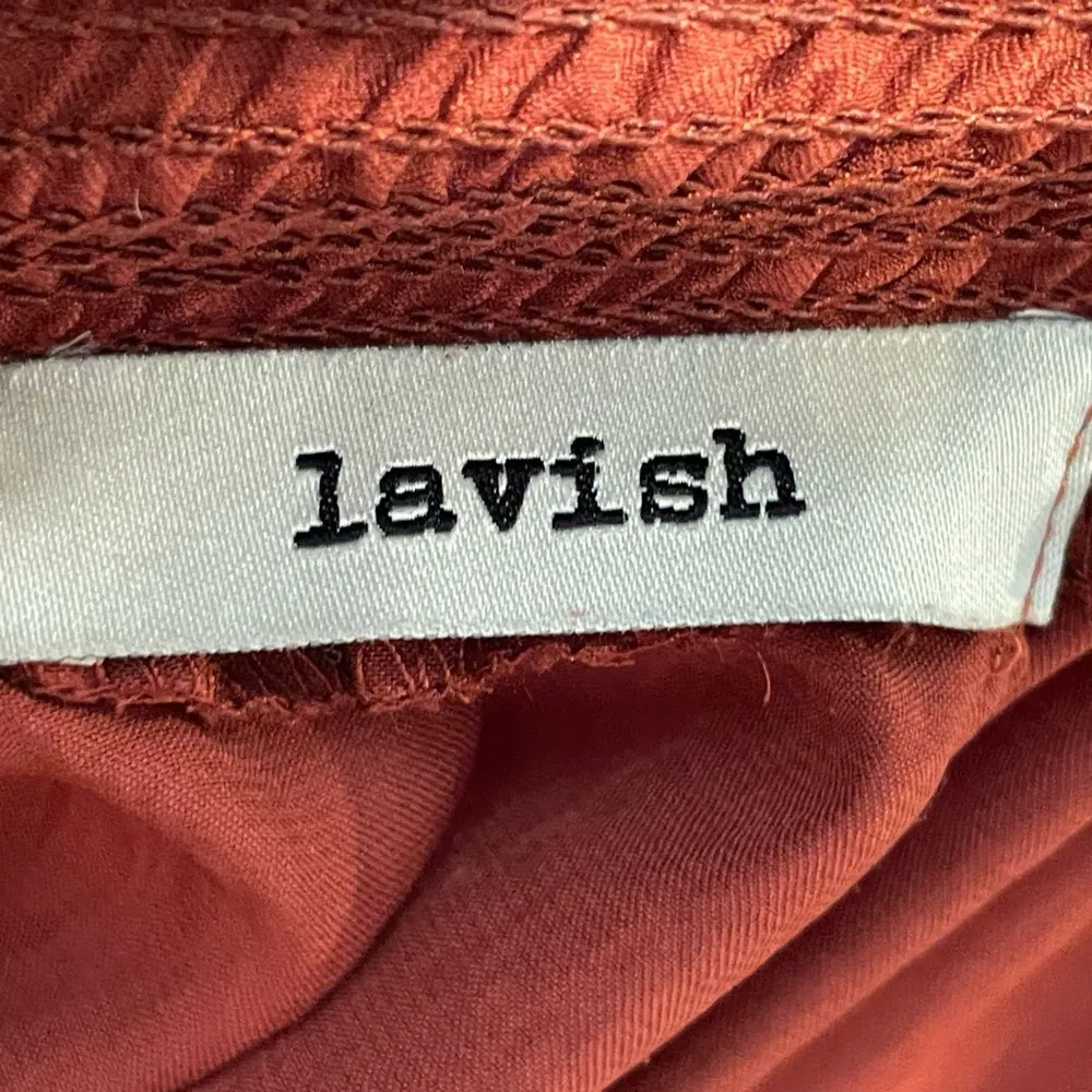 Lavish Off Shoulder Ruffle Puff Sleeve Blouse Burnt Orange Size Medium - Image 6