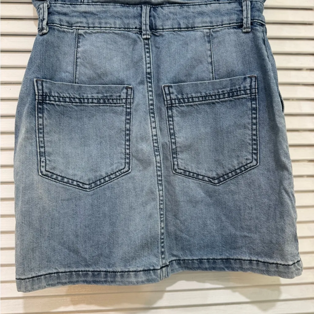 Free People Light Blue Denim Mini Skirt - Image 4