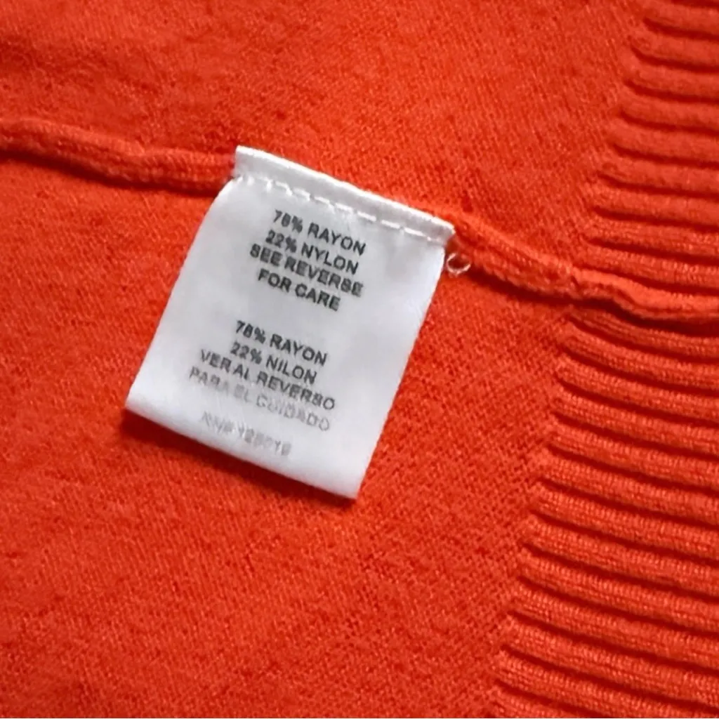 Vintage Y2K Joseph A. Orange Knit Cardigan Pearlescent Buttons Size 1X - Image 7