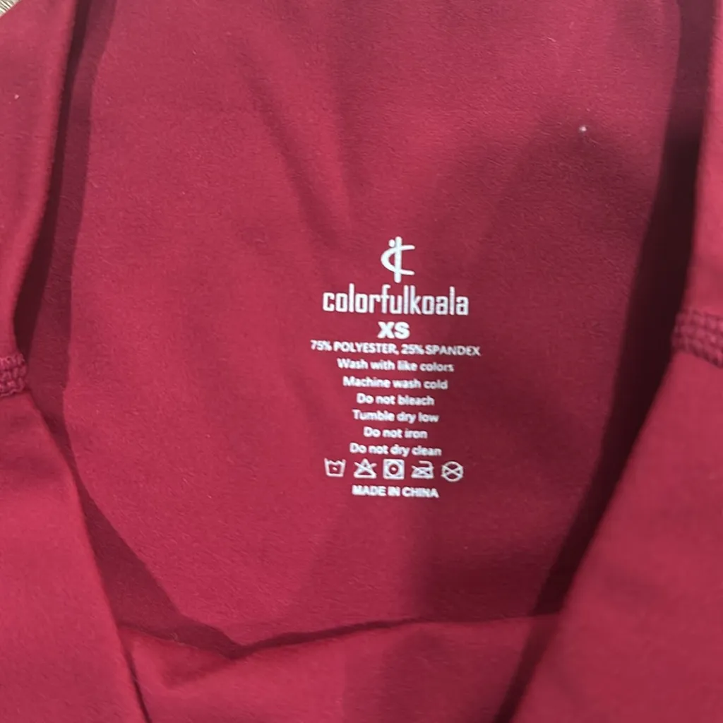 High-Waisted Red Merlot Leggings XS - Image 3