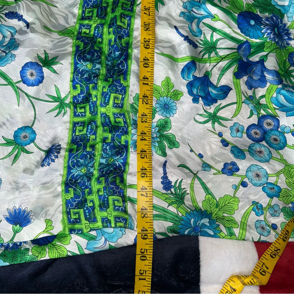 VTG Brownstone Studio NY‎ Kaftan Blue Green White Floral Mrs Roper LG Retro 70s - Image 11