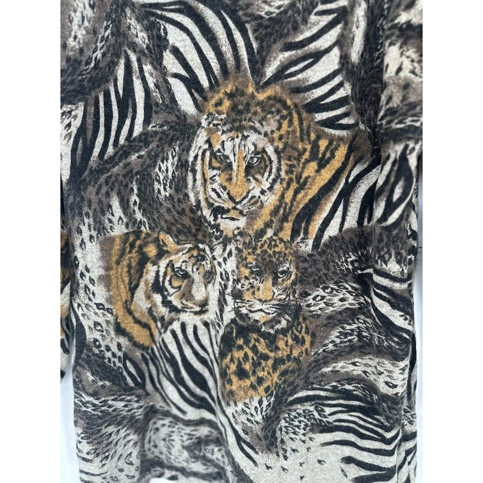 Vintage Michelle Nichole Tiger Sweater Lambswool Angora Animal Jungle Size Large Black - Image 2
