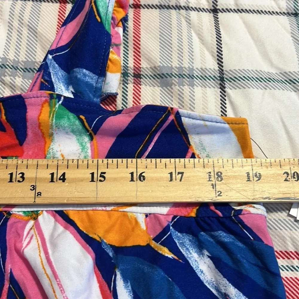 Crown & Ivy Intimates women’s large yummy fly blue floral ruffle tank comfy soft - Image 3