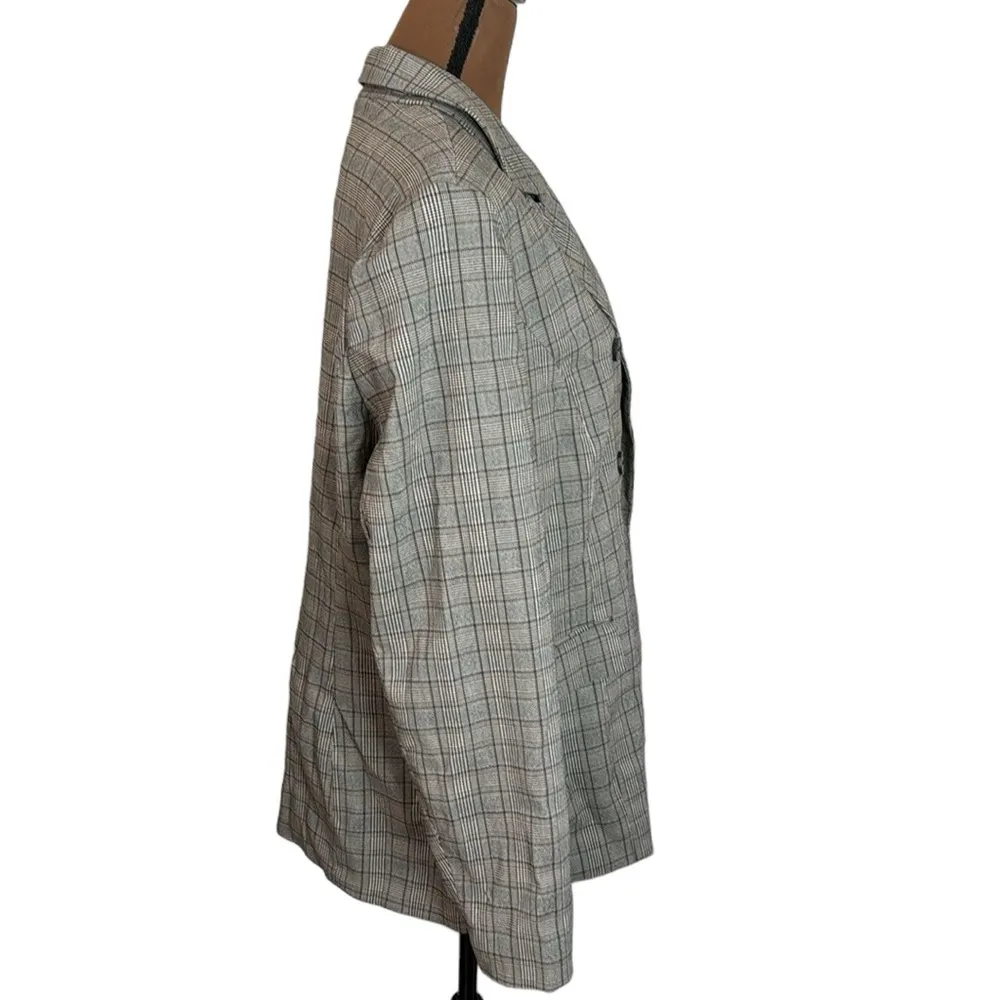 89th + Madison grey and tan double breasted Glen plaid blazer size XL Gray - Image 3
