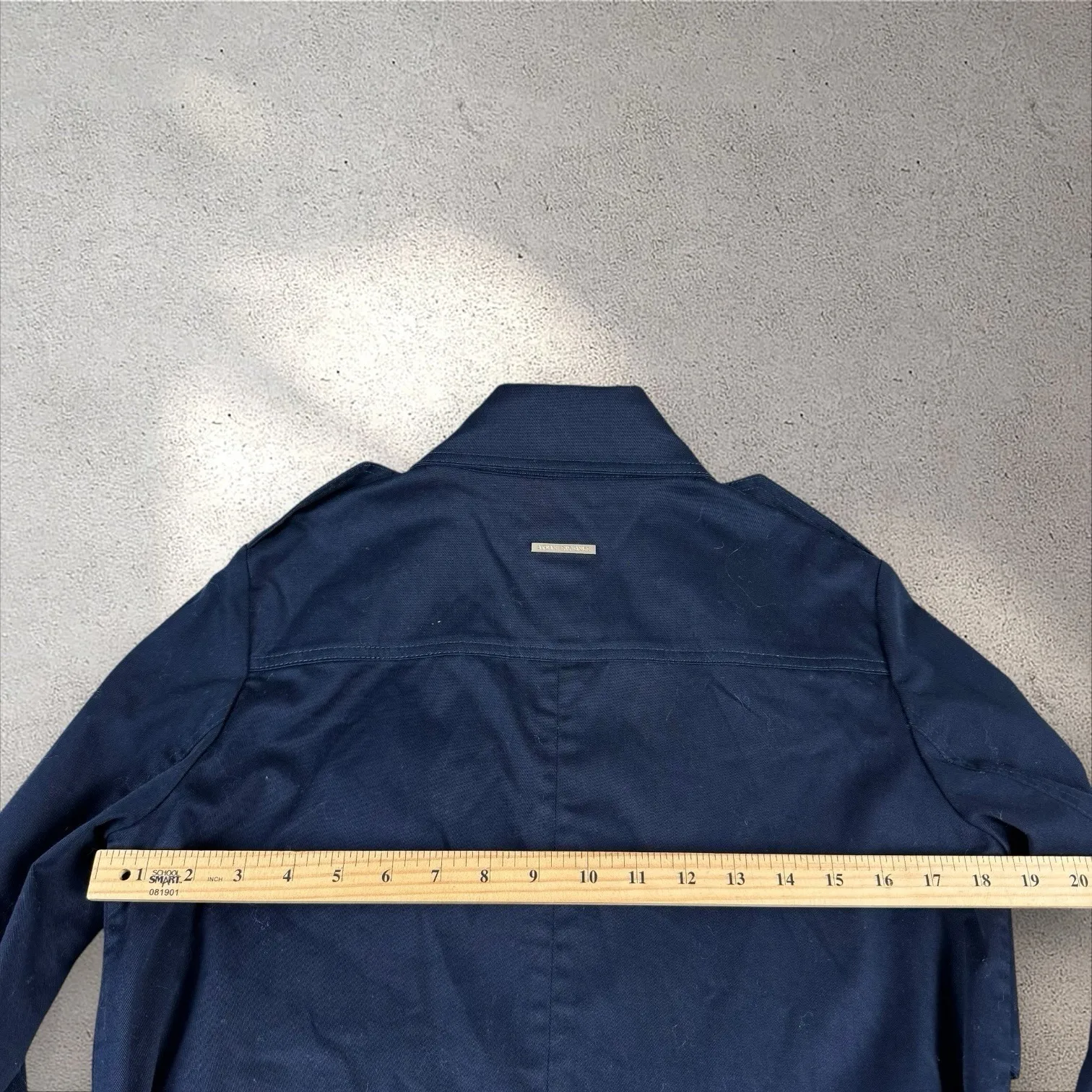 Armani Exchange Trench Coat Blue Cotton Duster Belted Double Breasted Jacket M‎ - Image 5