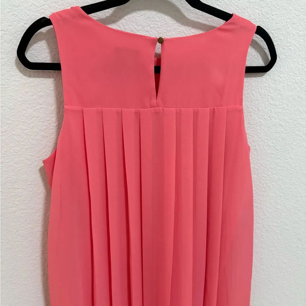 Ann Taylor Sleeveless Coral Pink Pleated Back Swing Dress Trapeze Keyhole 10 - Image 6