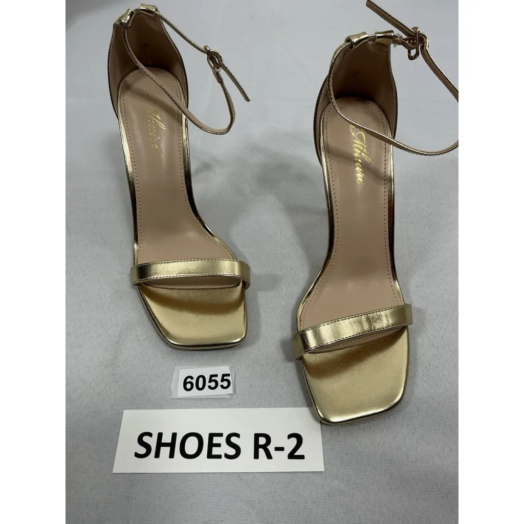 Womans Mhuire Stiletto Dress Sandals 8.5 Gold Strappy Square Toe NWOT - Image 3