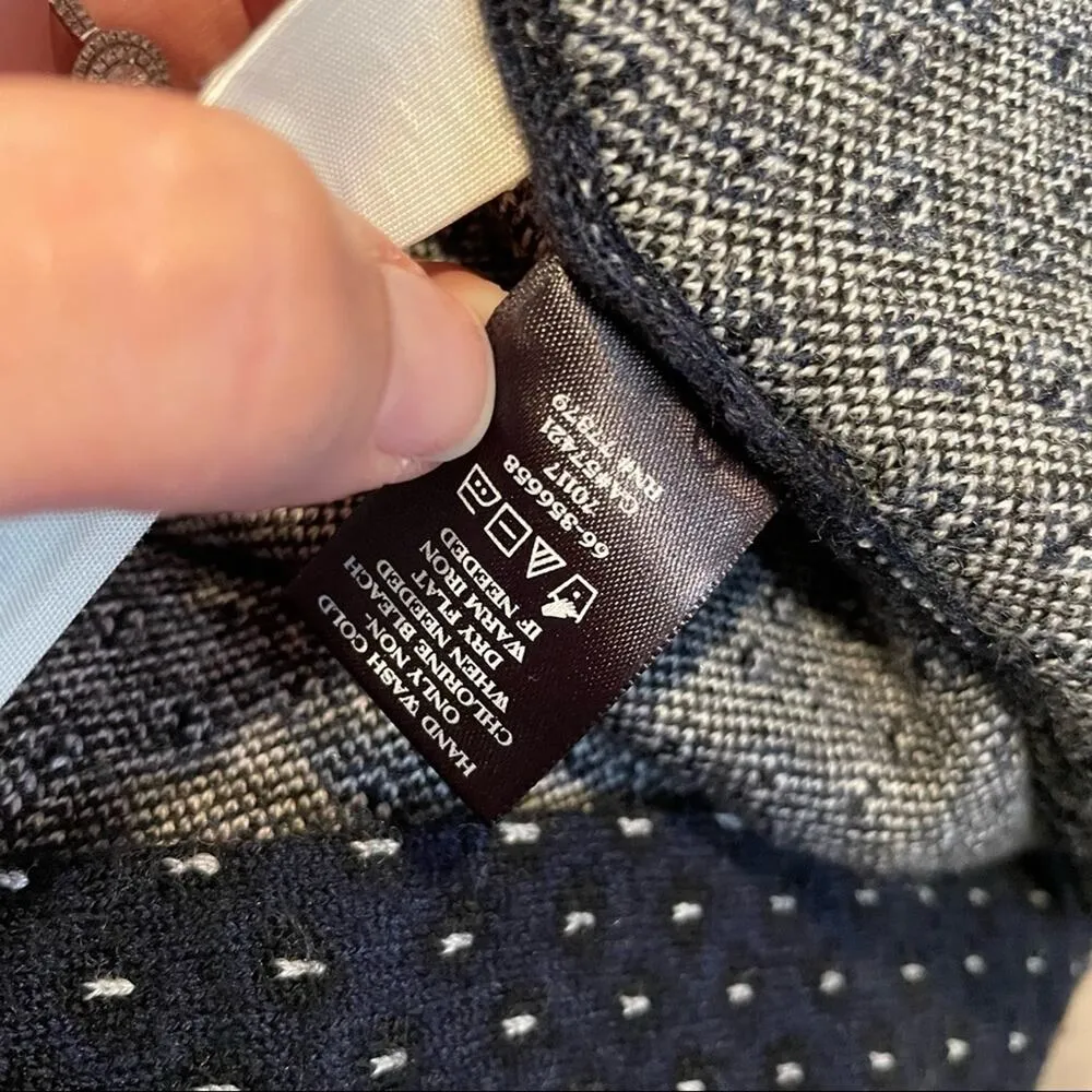 Ann Taylor Navy Blue Polka Dot Knit A Line Skirt Womens SP Preppy Dark Academia - Image 5