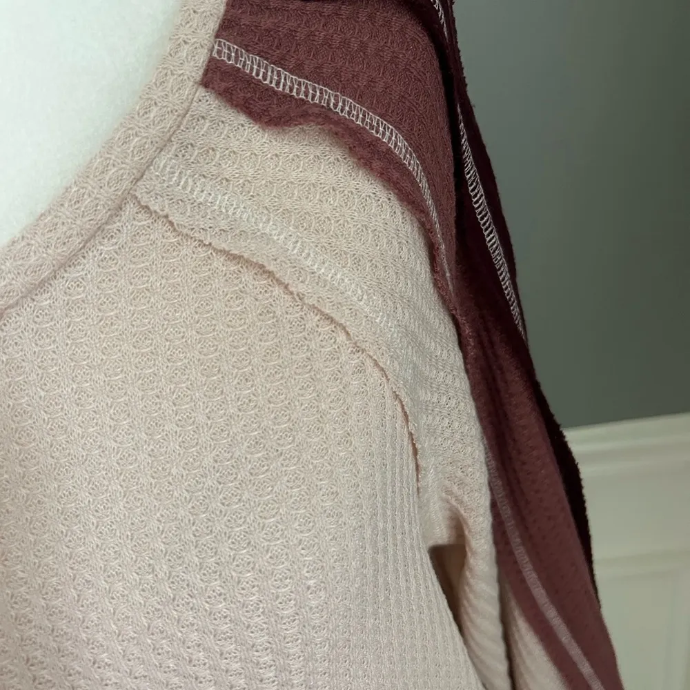 Forever 21 tri color waffle knit top balloon sleeve large - Image 5