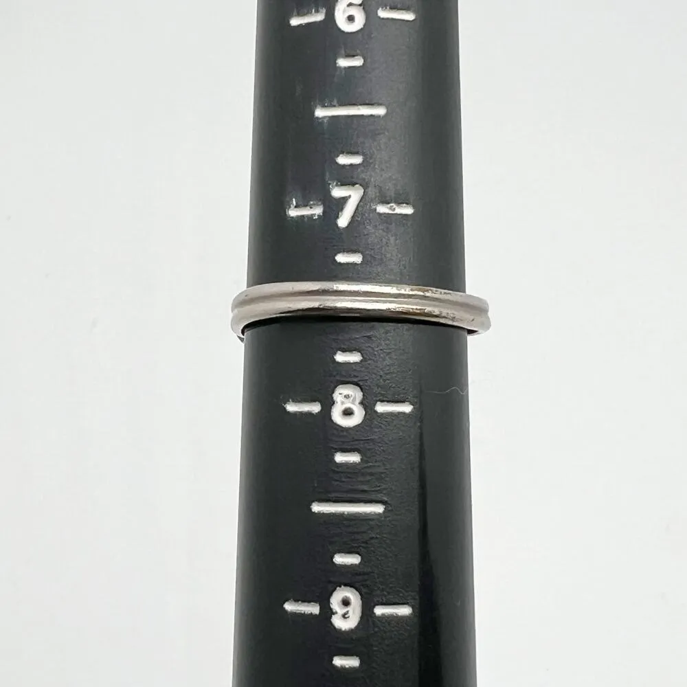 Vintage 60s 70s Iridescent Stone Silver Tone Adjustable Ring Size 7.5 - Image 4