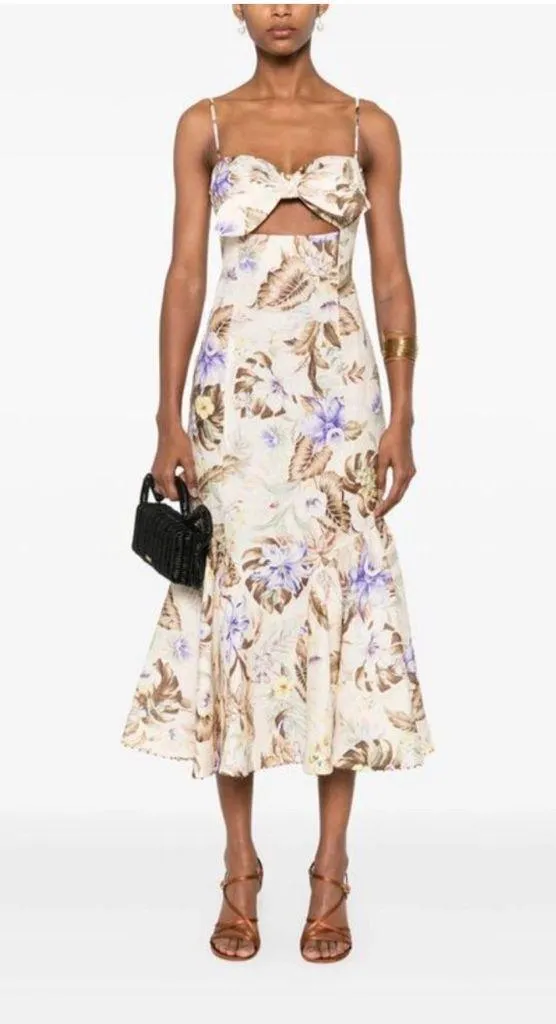 NWOT Zimmermann linen  Cream and Purple Dress - Image 2